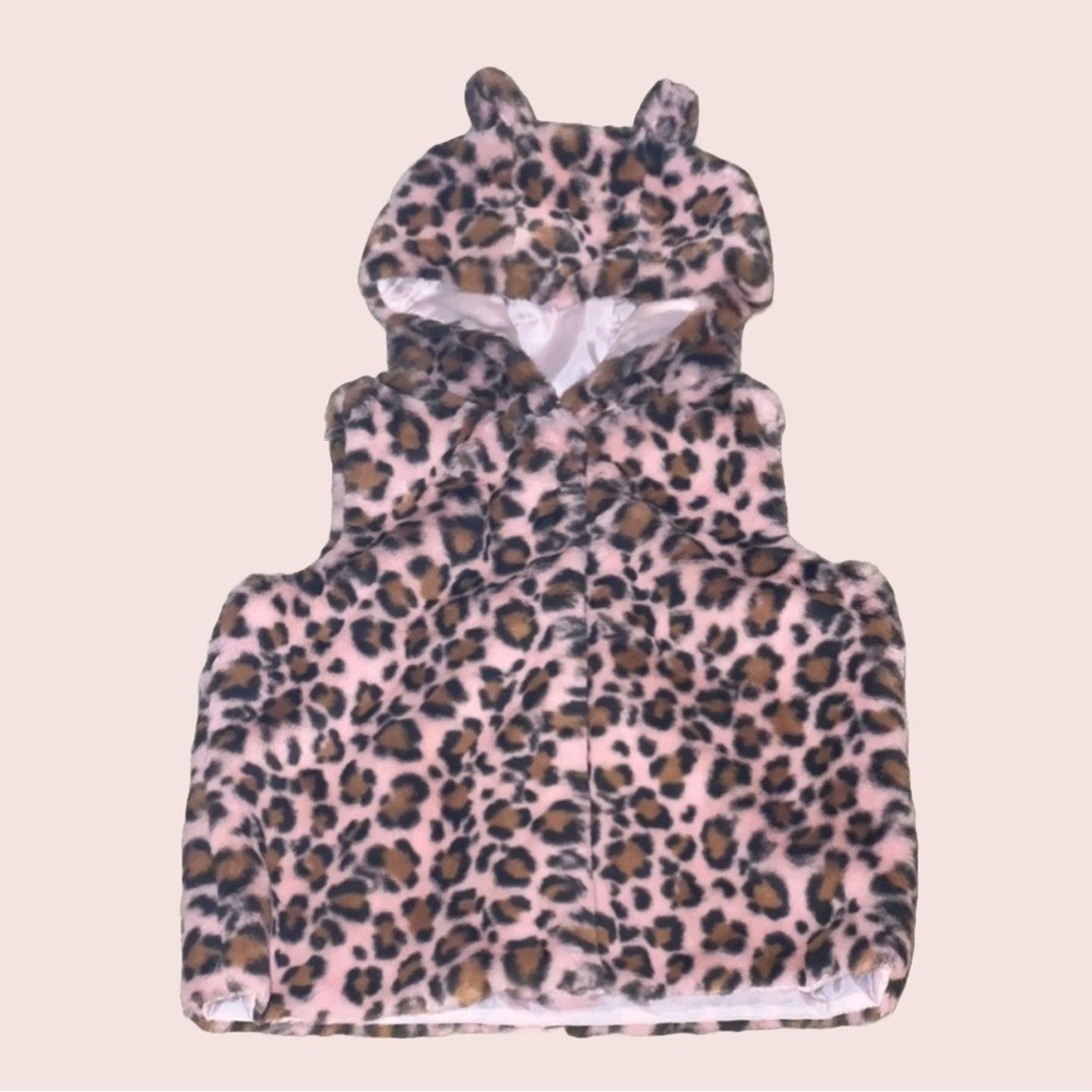 Adyson Parker Girls Leopard Animal Print Plush Vest W Ears Size: 3T, 4T or 5T